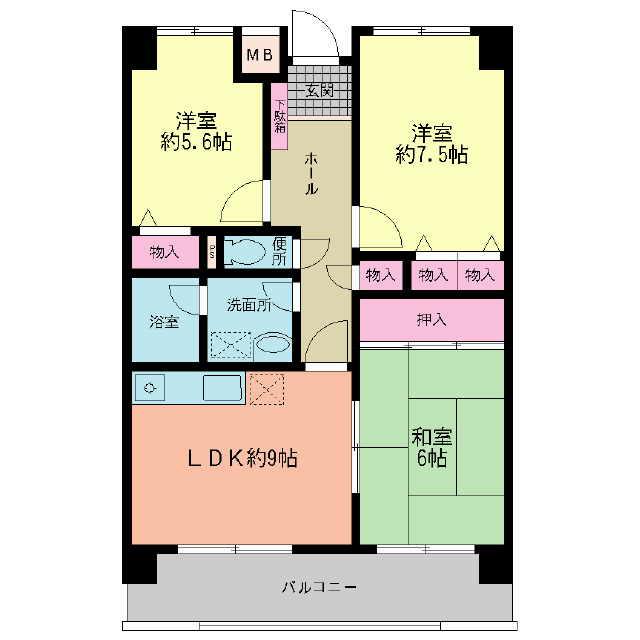 Floor plan. 3LDK, Price 5.5 million yen, Footprint 61.2 sq m