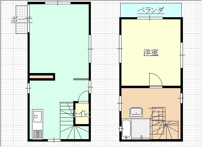 Floor plan. 15.8 million yen, 2DK, Land area 113.63 sq m , Building area 59.62 sq m 1 floor office 2 Kaiyoshitsu UB comes with