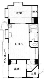 Floor plan. 2LDK, Price 6,587,000 yen, Occupied area 48.53 sq m
