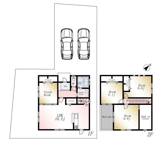 Floor plan. (No. 2 locations), Price 27.3 million yen, 4LDK, Land area 196.79 sq m , Building area 104.33 sq m