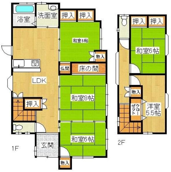 Floor plan. 11.8 million yen, 5LDK, Land area 156.85 sq m , Building area 127.96 sq m