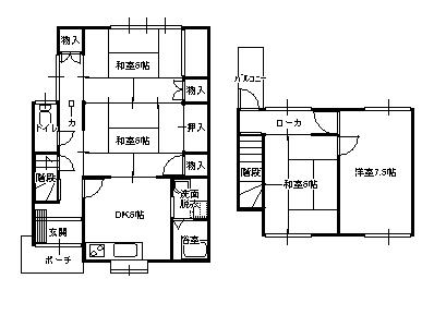 Floor plan. 4 million yen, 4DK, Land area 105.34 sq m , Building area 91.33 sq m