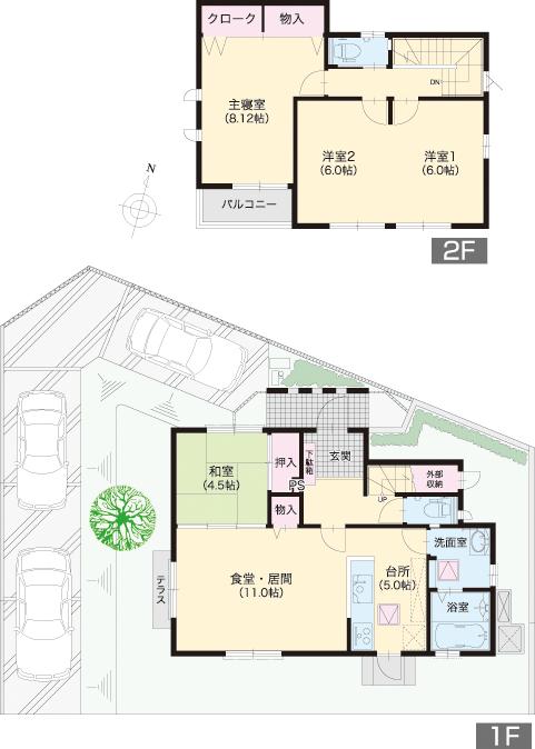 Floor plan. Since a 1-minute walk from the 60m elementary school to Kitakyushu Aoyama Elementary School, School children also safe.