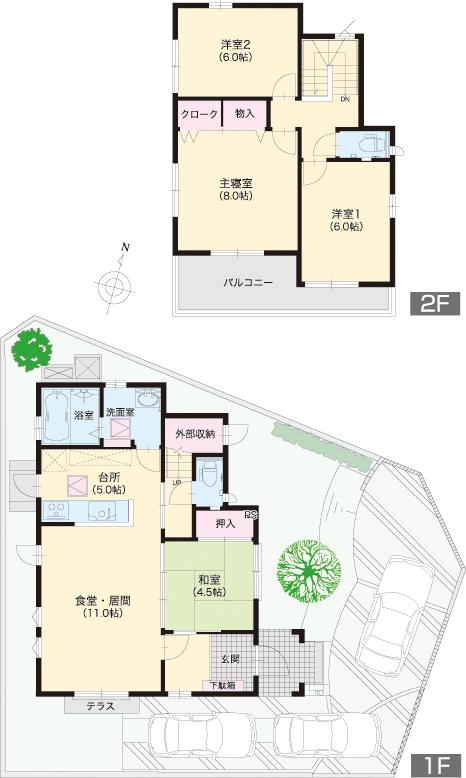 Floor plan. (No. 8 locations), Price 28.6 million yen, 4LDK, Land area 145.97 sq m , Building area 98.43 sq m