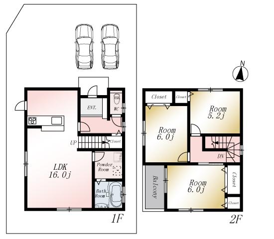 Floor plan. (No. 3 locations), Price 18.4 million yen, 3LDK, Land area 118.08 sq m , Building area 81.56 sq m