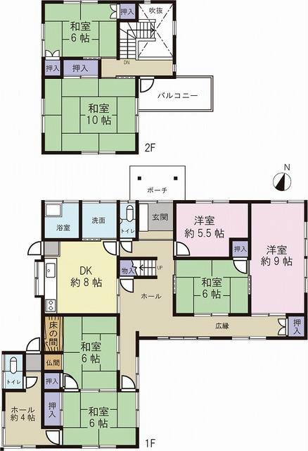 Floor plan. 12.8 million yen, 7DK+S, Land area 290.6 sq m , Building area 165.05 sq m