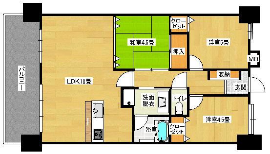 Floor plan. 3LDK, Price 16.5 million yen, Occupied area 70.04 sq m