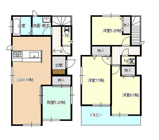 Floor plan. 21,800,000 yen, 4LDK, Land area 119.6 sq m , Building area 95.64 sq m ☆ 4LDK ☆