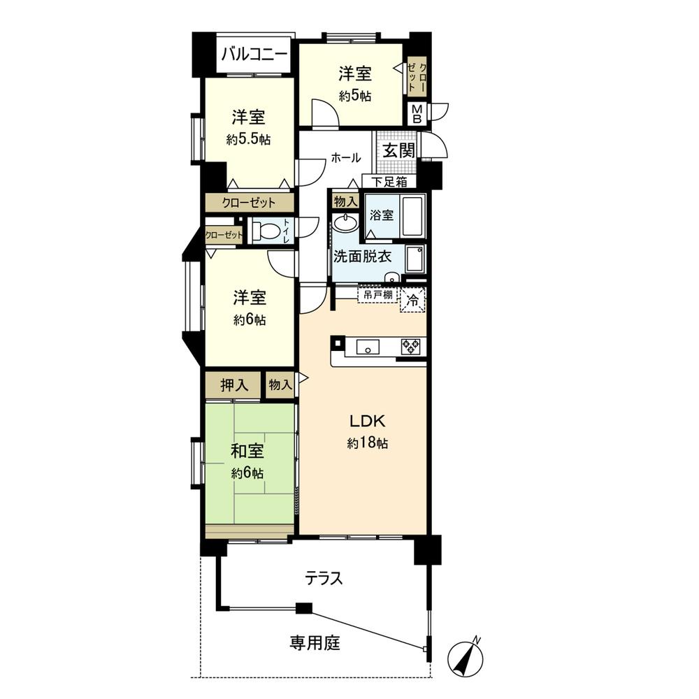Floor plan. 4LDK, Price 14.8 million yen, Occupied area 88.97 sq m , Balcony area 16.39 sq m