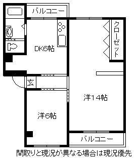 Floor plan. 2DK, Price $ 40,000, Occupied area 60.04 sq m