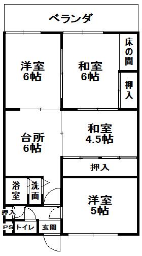 Floor plan. 4DK, Price 5.8 million yen, Occupied area 63.93 sq m , Balcony area 13 sq m