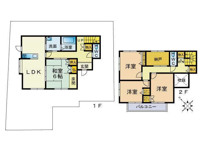 Floor plan. 28.8 million yen, 4LDK + S (storeroom), Land area 202.94 sq m , Building area 121.04 sq m