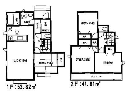 Floor plan. 20.8 million yen, 4LDK, Land area 147.64 sq m , Building area 95.63 sq m 1 Building