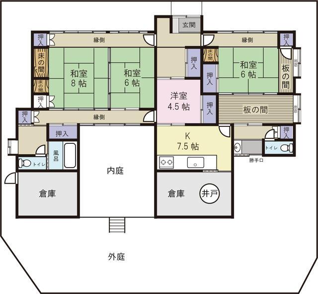Floor plan. 24,800,000 yen, 4K+S, Land area 600.94 sq m , Building area 124.54 sq m