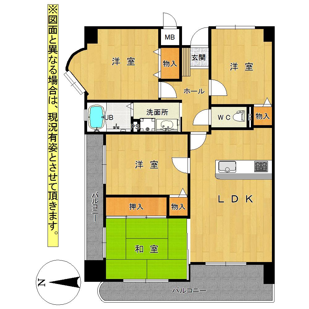 Floor plan. 4LDK, Price 10.8 million yen, Occupied area 78.66 sq m , Balcony area 12.03 sq m