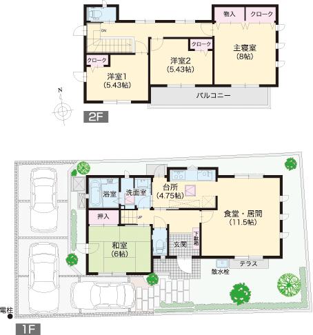 Floor plan. (No. 2 locations), Price 26,400,000 yen, 4LDK, Land area 145.78 sq m , Building area 102.26 sq m