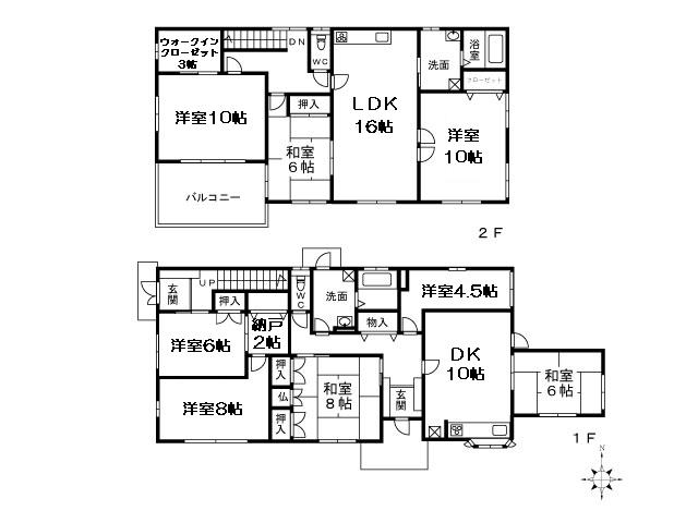 Floor plan. 21,800,000 yen, 8LDK + S (storeroom), Land area 327.74 sq m , Building area 204.78 sq m