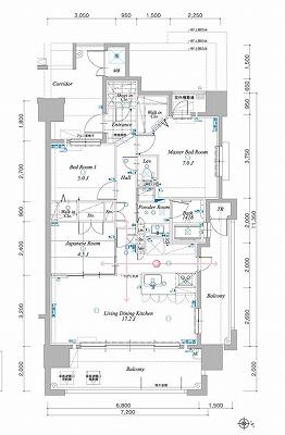 Floor plan. 3LDK, Price 21.3 million yen, Occupied area 76.77 sq m , Balcony area 22.17 sq m