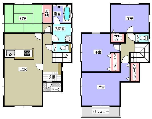 Floor plan. 17.8 million yen, 4LDK, Land area 137.61 sq m , Building area 96.39 sq m floor plan