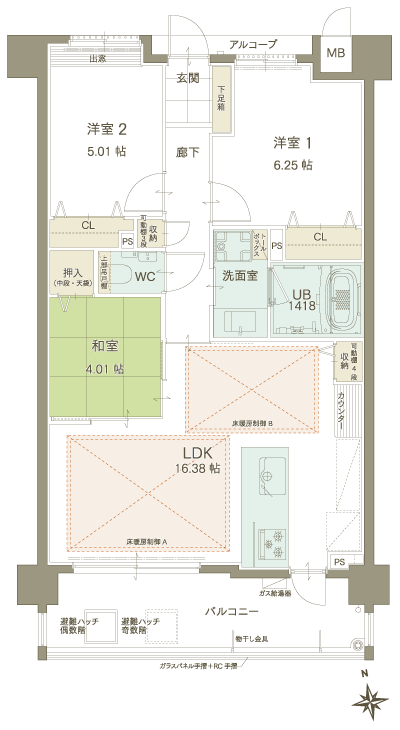Floor: 3LDK, occupied area: 69.91 sq m, price: 22 million yen