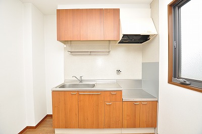 Kitchen. Gas stove can be installed with grill.