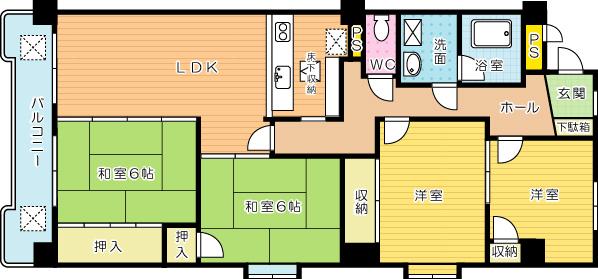 Floor plan. 4LDK, Price 9.8 million yen, Footprint 80.9 sq m