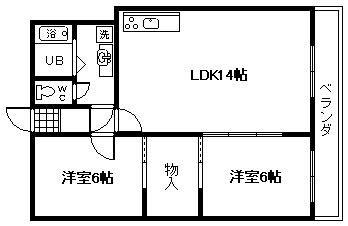 Floor plan. 2LDK, Price 5.9 million yen, Occupied area 57.35 sq m