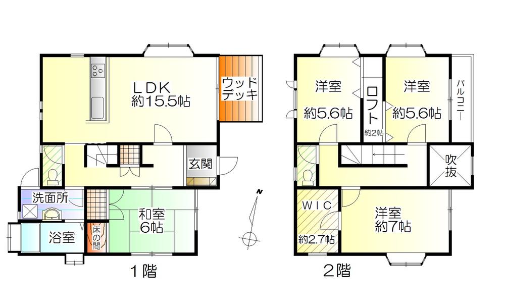 Floor plan. 12.8 million yen, 4LDK + S (storeroom), Land area 179.03 sq m , There is also a building area 129.64 of sq m with loft Western-style! !