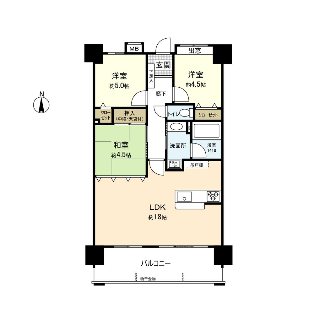 Floor plan. 3LDK, Price 16.5 million yen, Occupied area 70.04 sq m , Balcony area 13.6 sq m