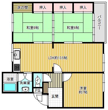 Floor plan. 4DK, Price 3.9 million yen, Occupied area 72.68 sq m