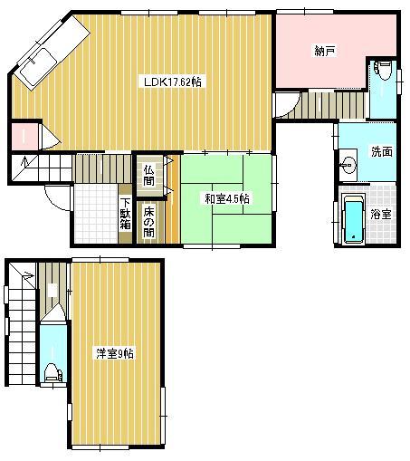 Floor plan. 13.8 million yen, 2LDK + S (storeroom), Land area 132.56 sq m , Building area 90.44 sq m