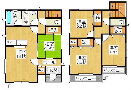 Floor plan. 17.8 million yen, 4LDK+S, Land area 129.41 sq m , Building area 97.6 sq m