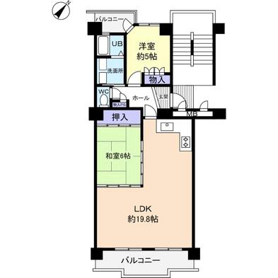 Floor plan. 2LDK, Price 5.3 million yen, Footprint 69.2 sq m , Balcony area 10.94 sq m