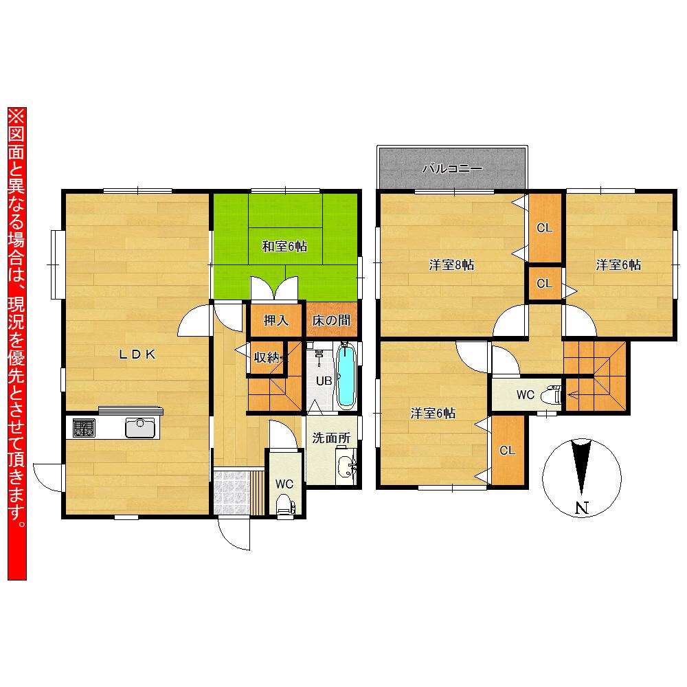 Floor plan. 22.5 million yen, 4LDK, Land area 218.06 sq m , Building area 106.81 sq m