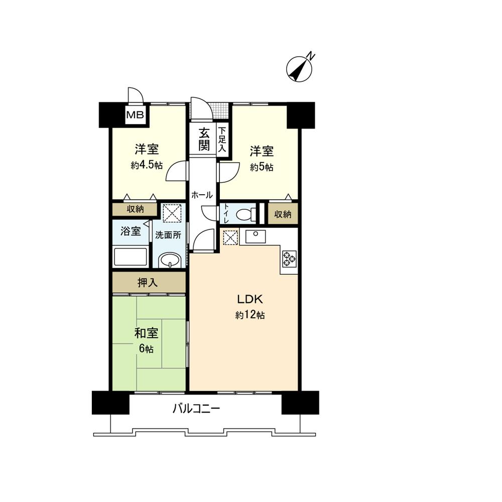 Floor plan. 3LDK, Price 9.6 million yen, Occupied area 68.14 sq m , Balcony area 10.39 sq m