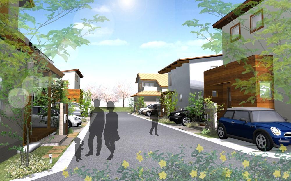 Cityscape Rendering. Lush it wrapped in nature, Live while enjoying the transitory seasons. Birth here space of family feelings (Cityscape Rendering)