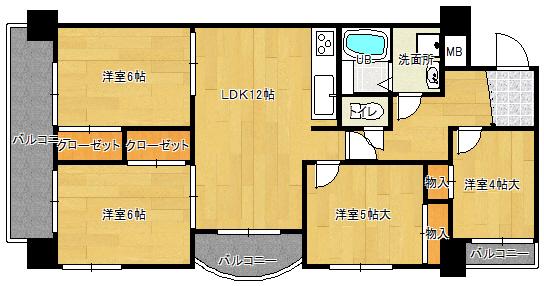 Floor plan. 4LDK, Price 11 million yen, Occupied area 67.81 sq m , Balcony area 9.45 sq m
