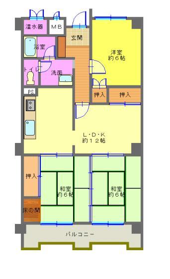 Floor plan. 3LDK, Price 3.9 million yen, Occupied area 68.04 sq m