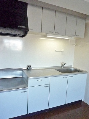 Kitchen. Gas stove can be installed with grill. 