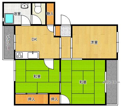 Floor plan. 3DK, Price 3.5 million yen, Occupied area 60.04 sq m