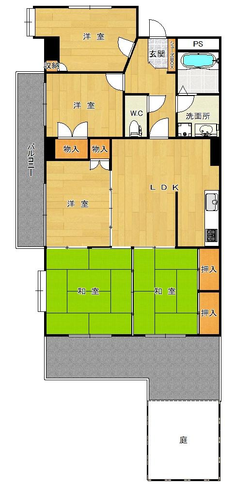 Floor plan. 5LDK, Price 9.8 million yen, Occupied area 93.57 sq m , Balcony area 17.92 sq m 3 face lighting in the day ventilation pat spacious 5LDK type (you can feel the sense of openness)
