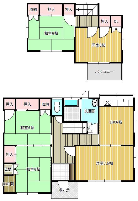 Floor plan. 9.5 million yen, 5DK, Land area 175.4 sq m , Building area 95.22 sq m