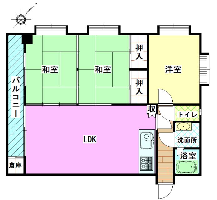 Floor plan. 3LDK, Price 6.4 million yen, Occupied area 58.24 sq m