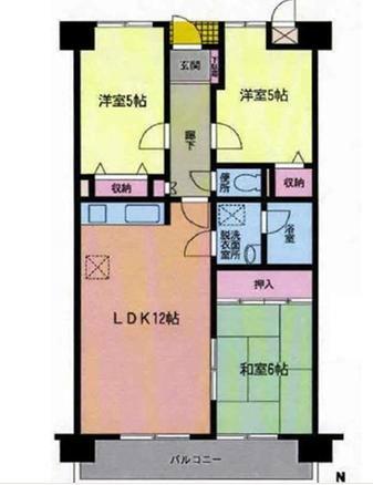 Floor plan. 3LDK, Price 6 million yen, Occupied area 69.06 sq m