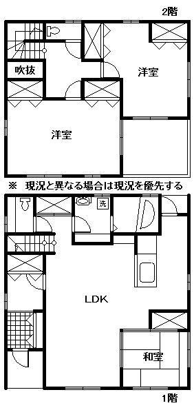 Floor plan. 36,200,000 yen, 3LDK, Land area 211.79 sq m , Building area 126.69 sq m