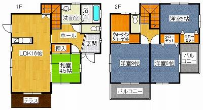 Floor plan. 22,700,000 yen, 4LDK, Land area 163 sq m , Building area 105.99 sq m