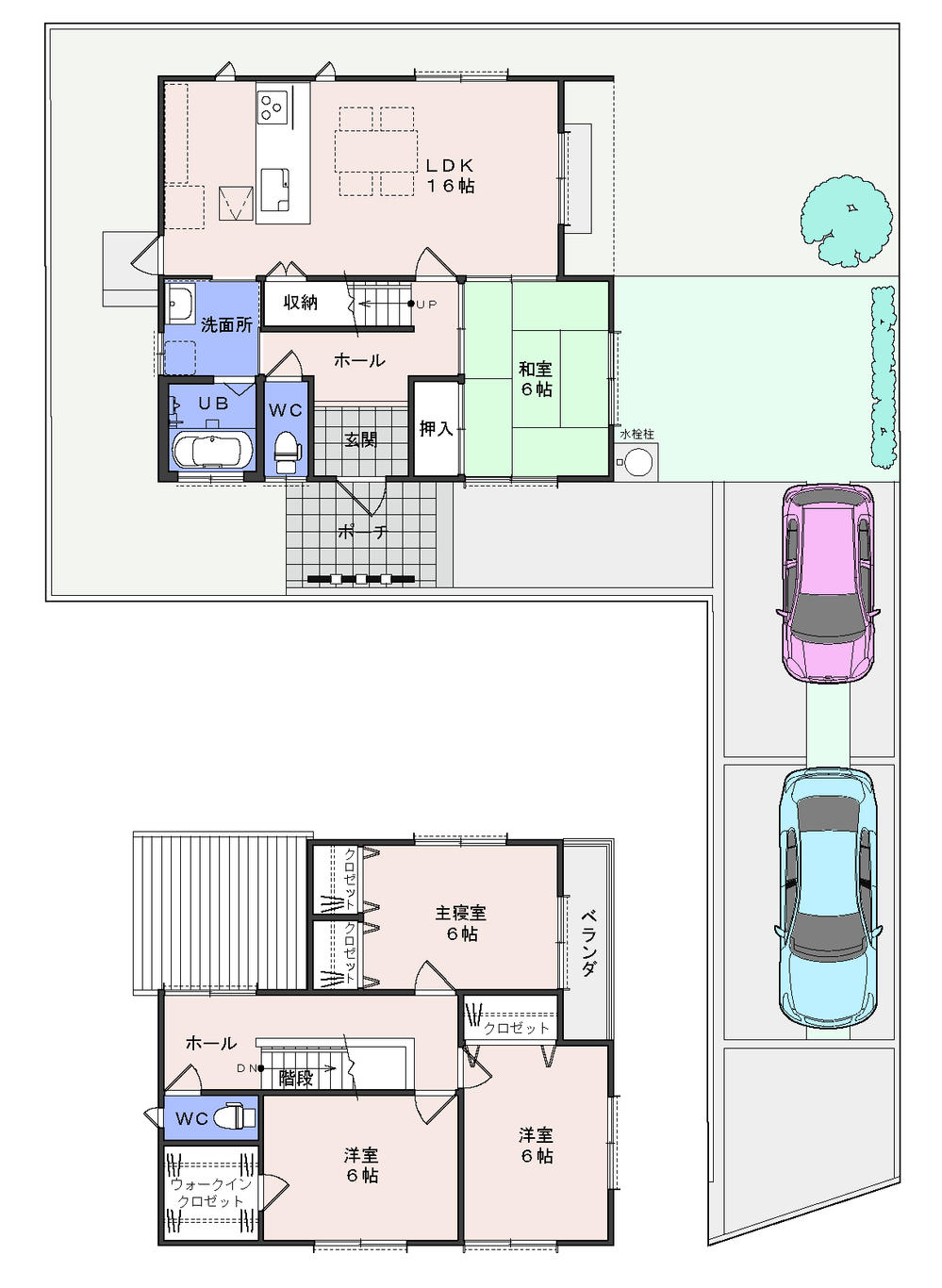 Floor plan. (Building 2), Price 29,300,000 yen, 4LDK, Land area 203.57 sq m , Building area 105.16 sq m