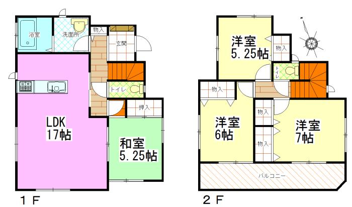 Floor plan. (Building 2), Price 21,800,000 yen, 4LDK, Land area 146.11 sq m , Building area 97.29 sq m