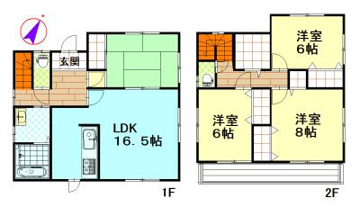 Floor plan. 23.8 million yen, 4LDK + S (storeroom), Land area 145.64 sq m , Building area 105.99 sq m