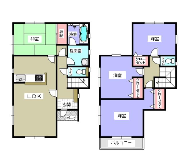 Floor plan. (1 Building), Price 17.8 million yen, 4LDK, Land area 137.61 sq m , Building area 96.39 sq m